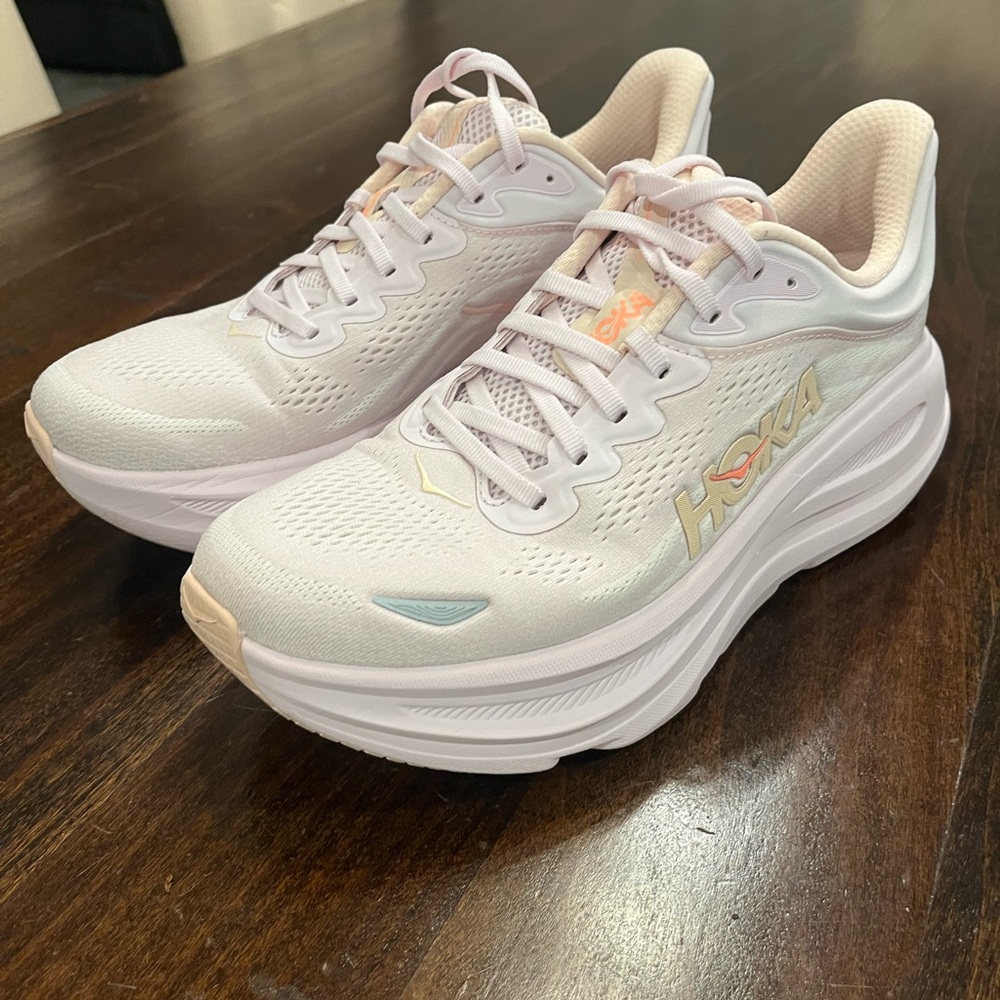 HOKA Women's Bondi 9 Max Cushion Running Shoes - Lilac Cream/Tangerine Glow
